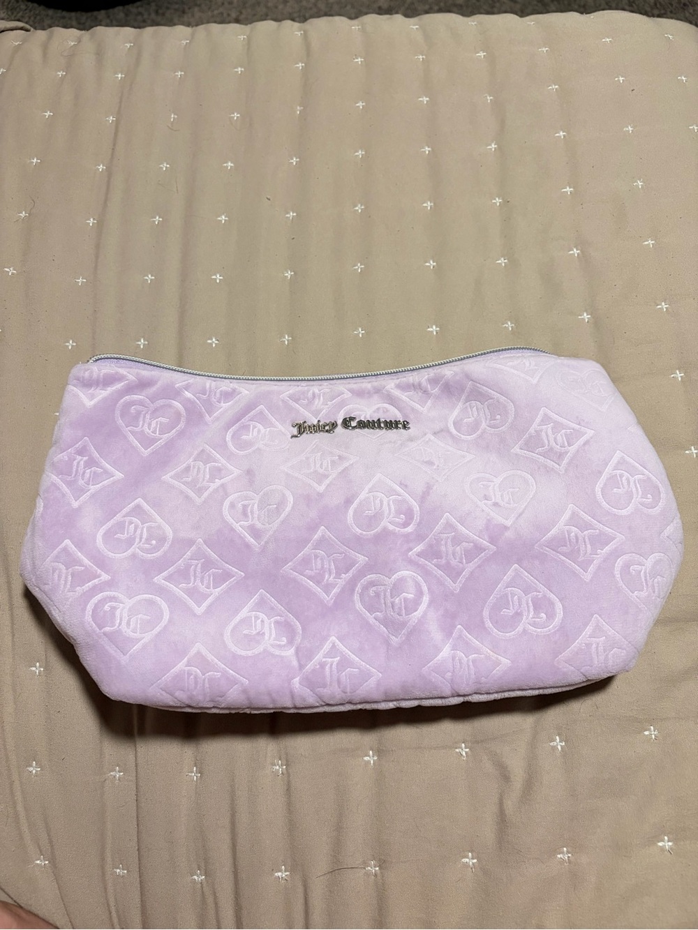 Juicy Couture Lavender Quilted Logo Cosmetic Pouch